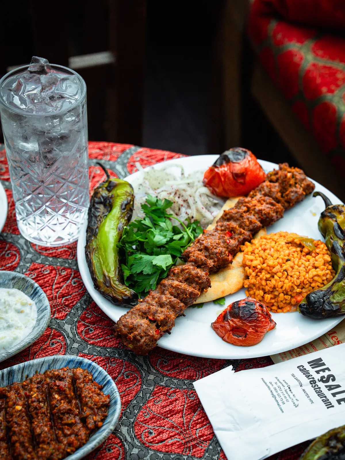Adana kebab served at Meşale